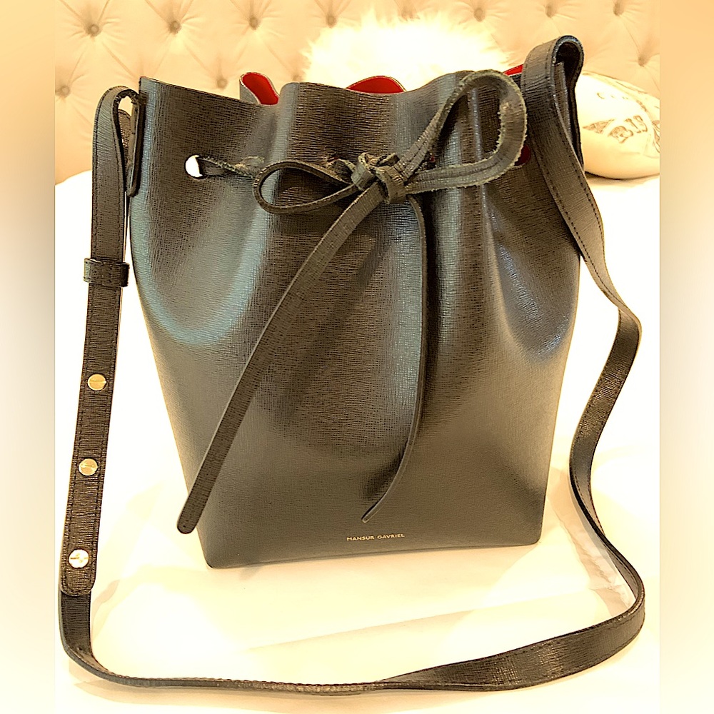 Mansur Gavriel Black Leather Bucket Bag